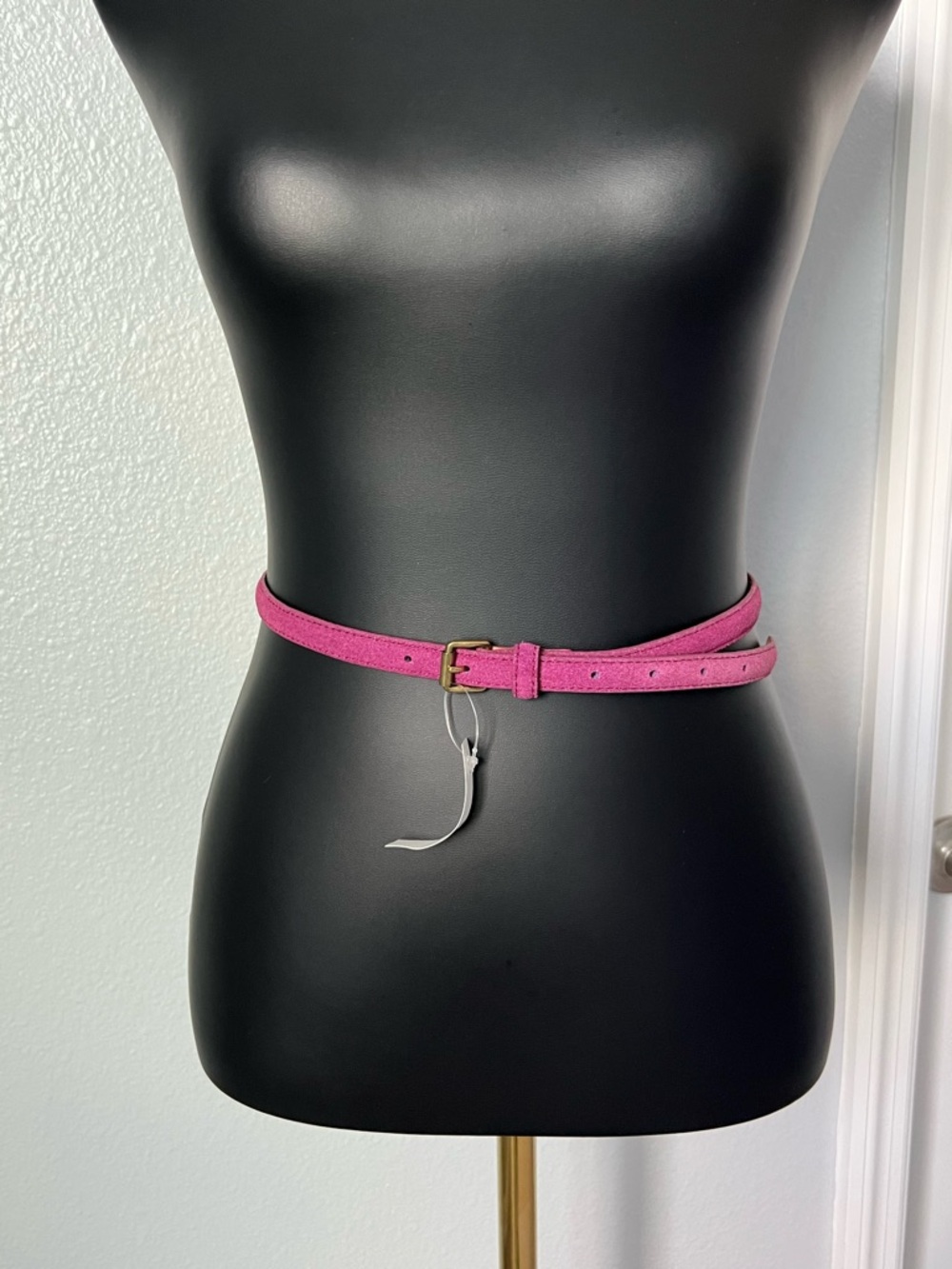 J. Crew Factory Purple Suede Leather Waist Belt with Gold Buckle